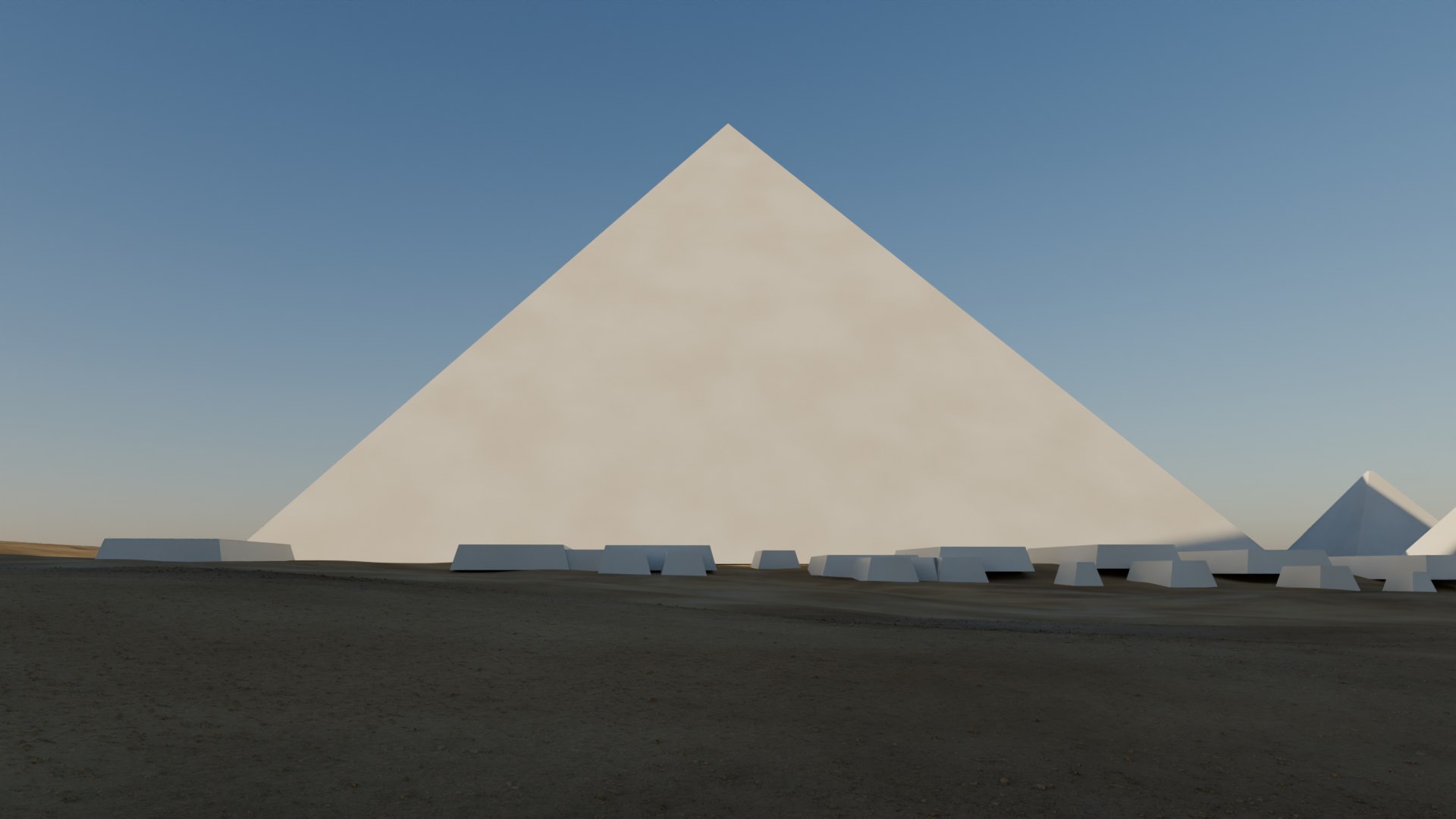 The Great Pyramid as built, from the south, in raking light.